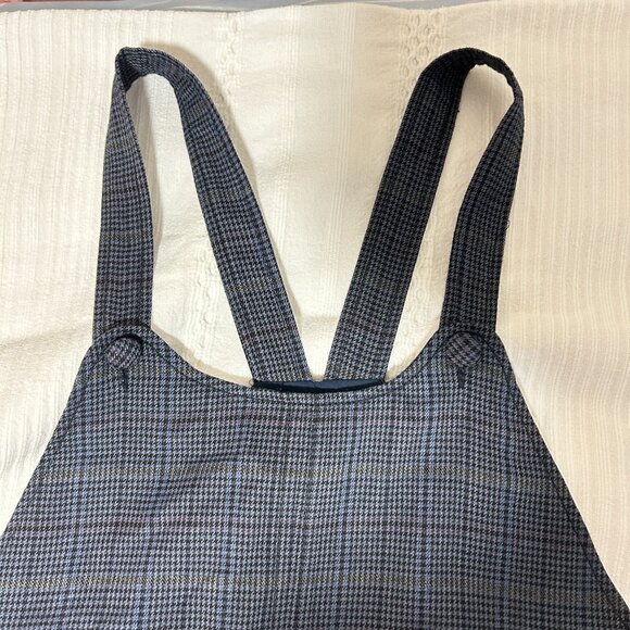 NWOT Frank and Oak Overall Dress with Pockets Blue Houndstooth - Picture 4 of 11